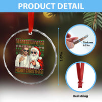 The Boys Are Back in Town Funny Christmas Crystal Glass Ornament Cool Santa and Jesus Holiday Humor - Wonder Print Shop