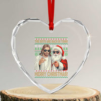 The Boys Are Back in Town Funny Christmas Heart Crystal Glass Ornament Cool Santa and Jesus Holiday Humor - Wonder Print Shop