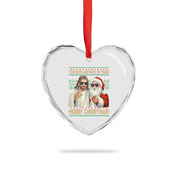 The Boys Are Back in Town Funny Christmas Heart Crystal Glass Ornament Cool Santa and Jesus Holiday Humor - Wonder Print Shop