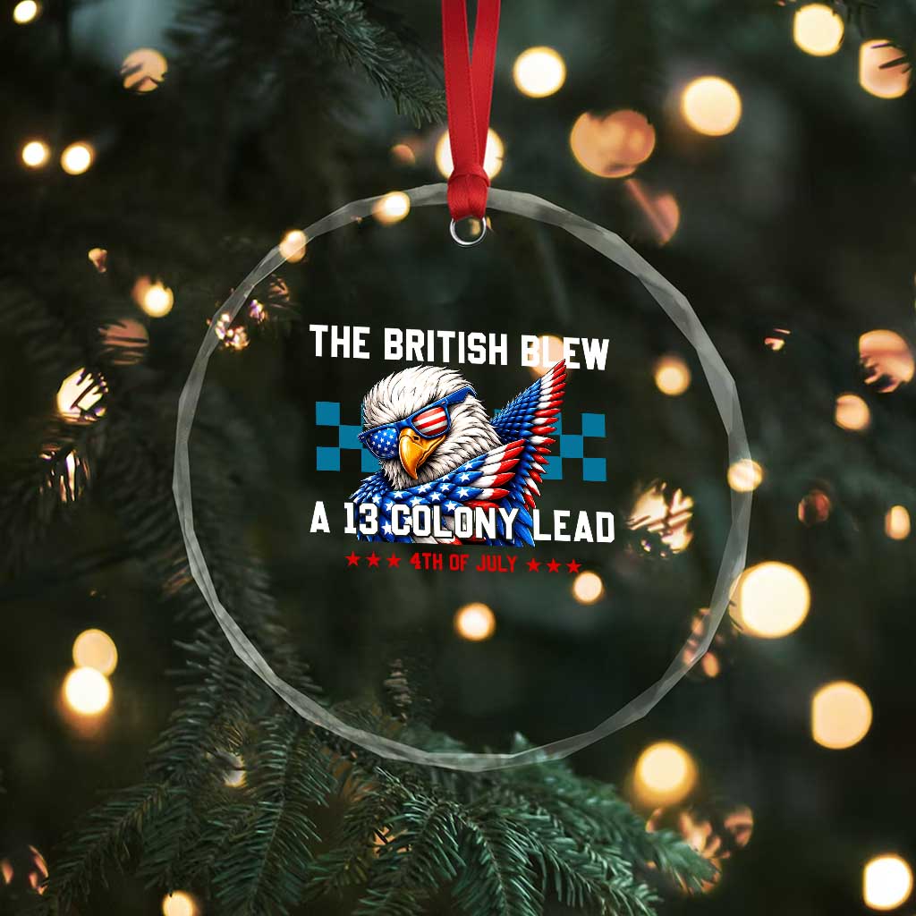 The British Blew A 13 Colony Lead Dabbing Eagle Crystal Glass Ornament Funny Patriotic 4th of July History Humor Graphic