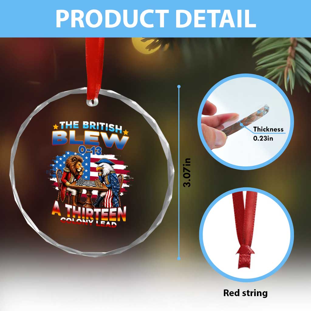 The British Blew A Thirteen Colony Lead 0-13 Lion vs Eagle Crystal Glass Ornament Chess Match Patriotic 4th of July Funny History Graphic