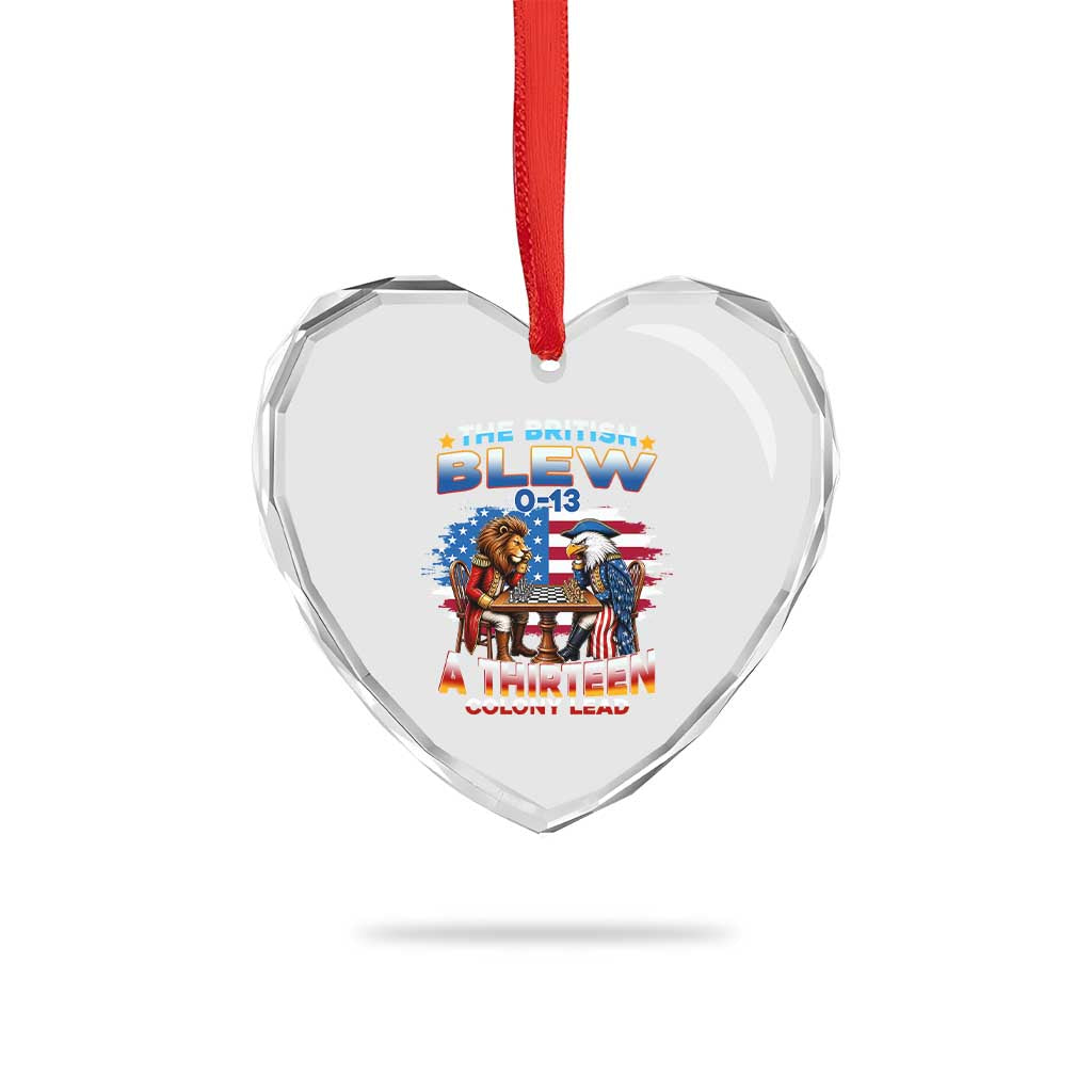 The British Blew A Thirteen Colony Lead 0-13 Lion vs Eagle Heart Crystal Glass Ornament Chess Match Patriotic 4th of July Funny History Graphic