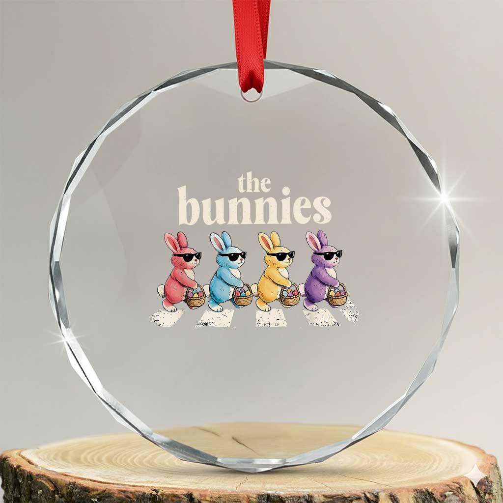 The Bunnies Parody Crossing Rabbits Graphic Crystal Glass Ornament Funny Easter Pop Culture Style Cute Bunny Gift