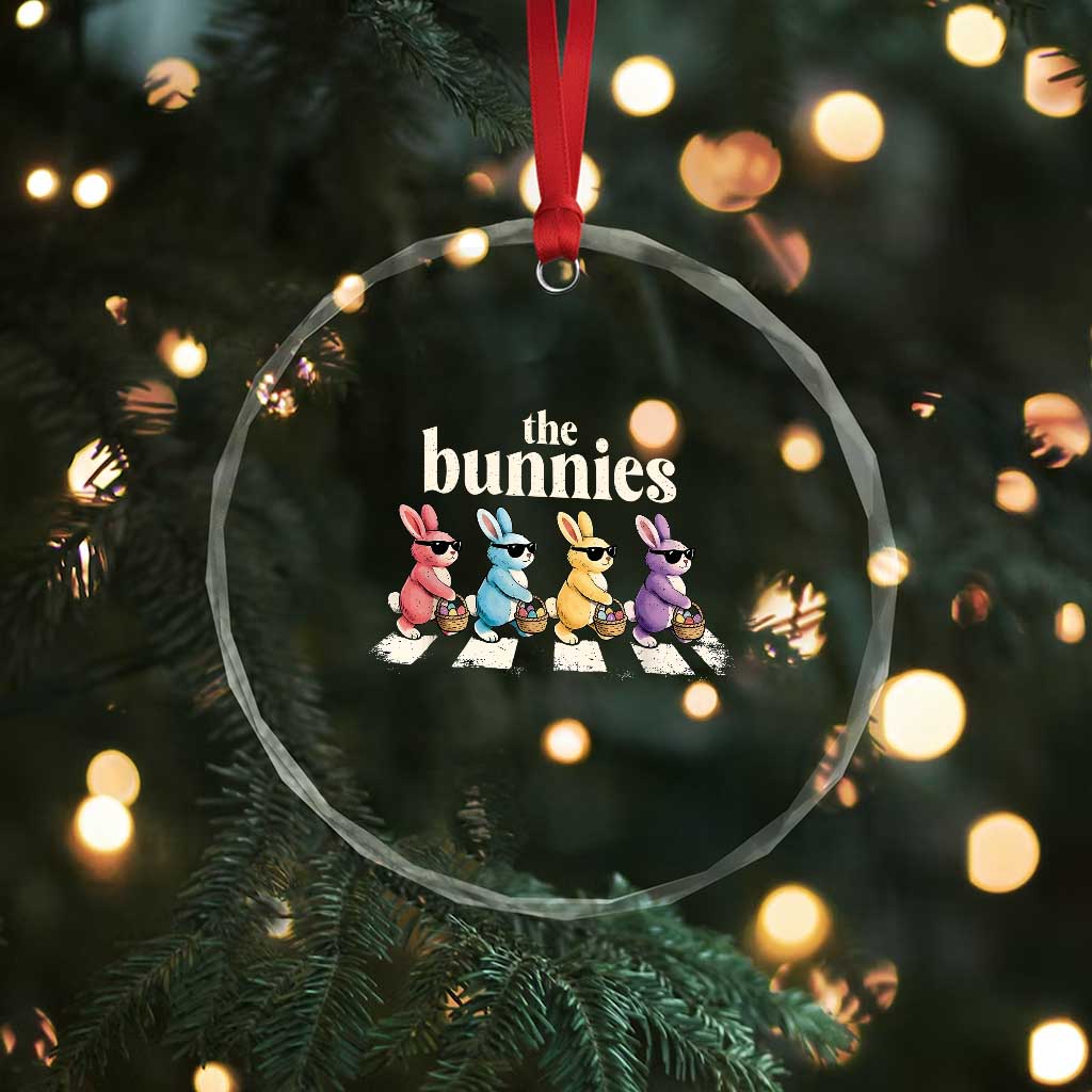 The Bunnies Parody Crossing Rabbits Graphic Crystal Glass Ornament Funny Easter Pop Culture Style Cute Bunny Gift