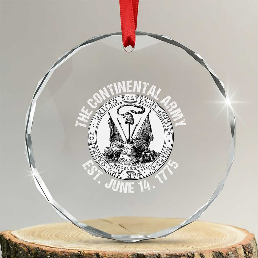 The Continental Army Est 1775 Crystal Glass Ornament Patriotic US Military History Graphic