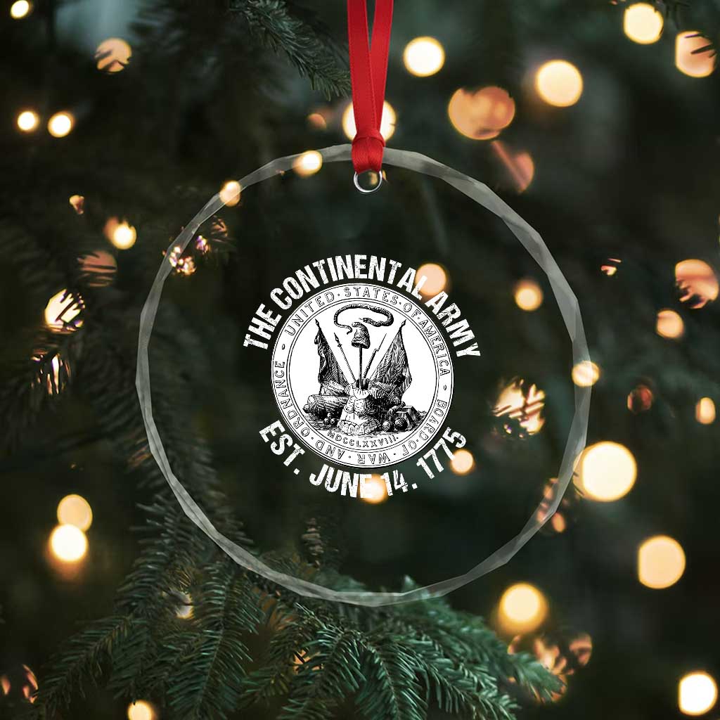 The Continental Army Est 1775 Crystal Glass Ornament Patriotic US Military History Graphic