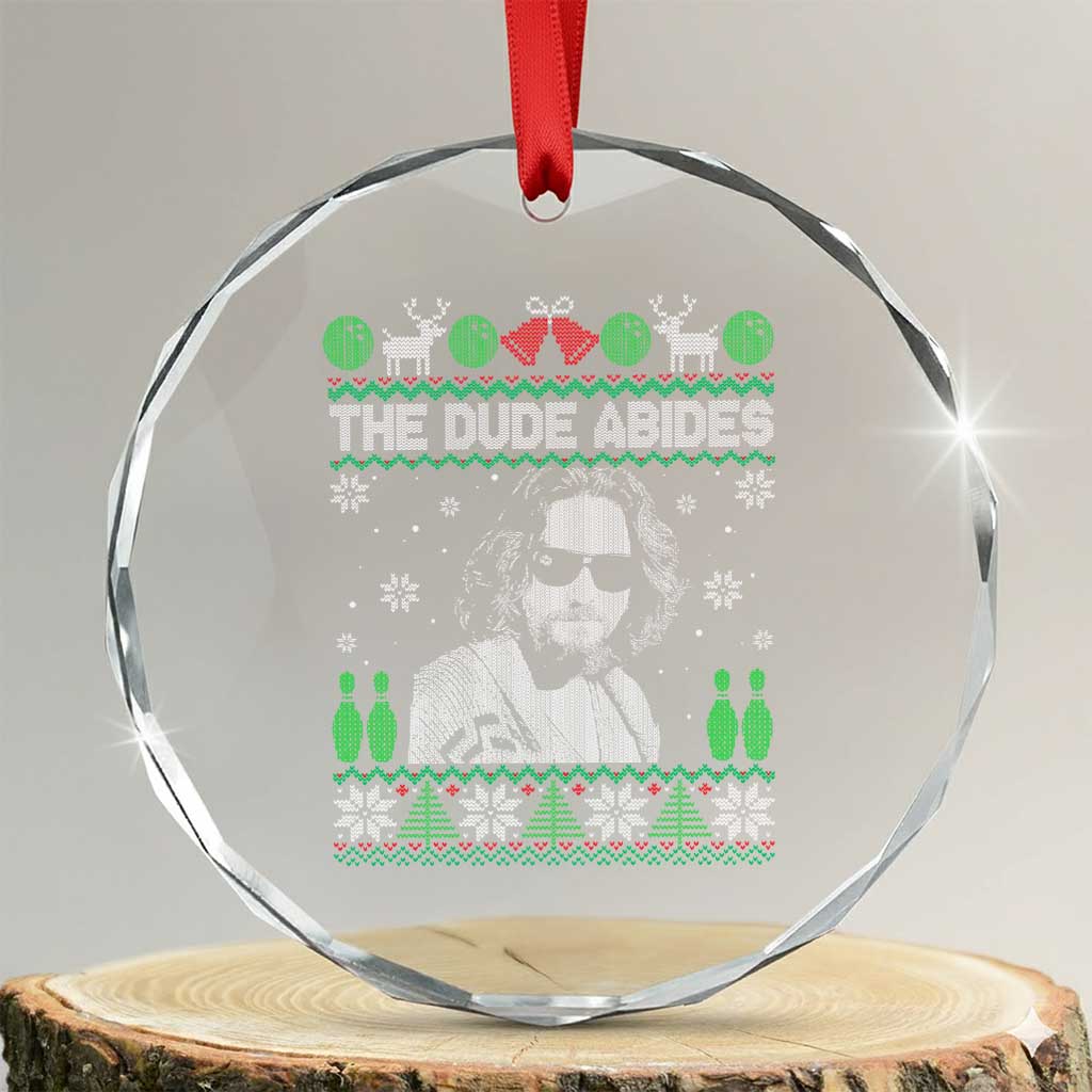 The Dude Abides Christmas Bowling Crystal Glass Ornament Funny Bowling Movie - Wonder Print Shop