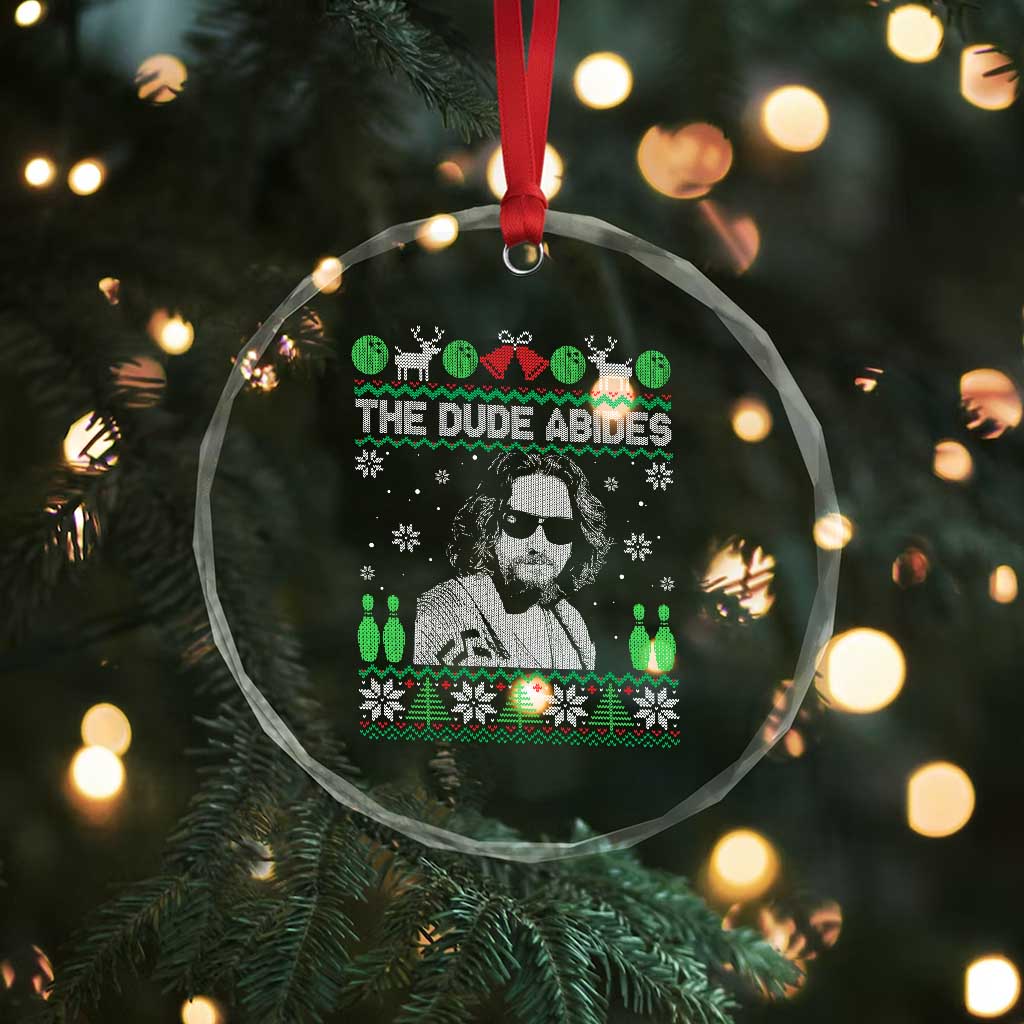 The Dude Abides Christmas Bowling Crystal Glass Ornament Funny Bowling Movie - Wonder Print Shop