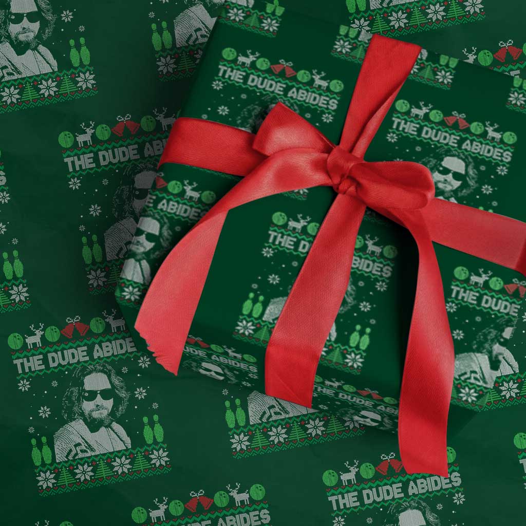 The Dude Abides Christmas Bowling Wrapping Paper Roll Funny Bowling Movie - Wonder Print Shop