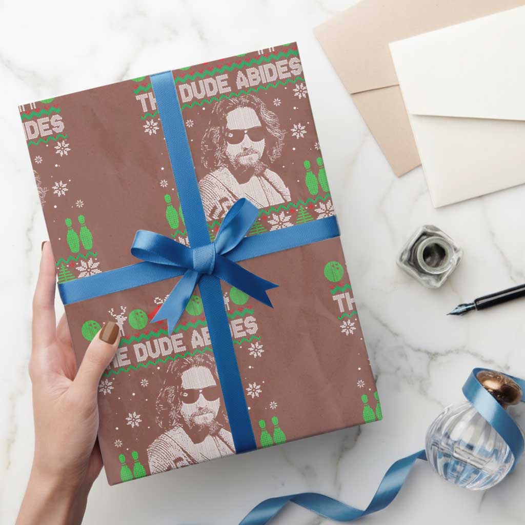 The Dude Abides Christmas Bowling Wrapping Paper Roll Funny Bowling Movie - Wonder Print Shop