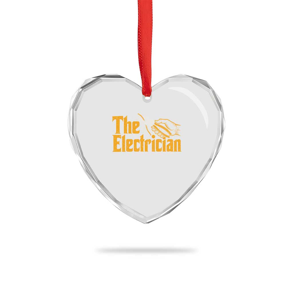The Electrician Heart Crystal Glass Ornament Vintage Wire Stripper Pliers Graphic