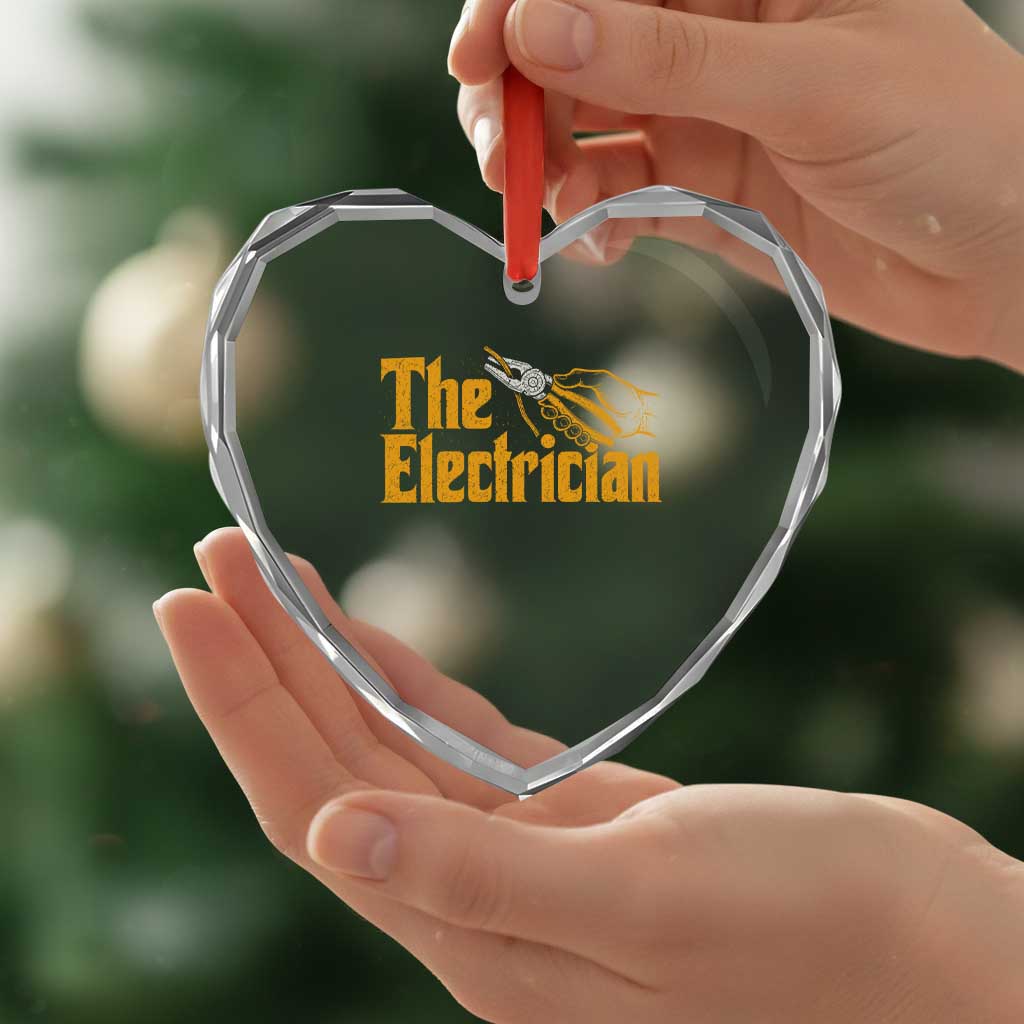 The Electrician Heart Crystal Glass Ornament Vintage Wire Stripper Pliers Graphic