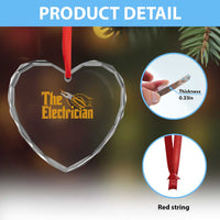 The Electrician Heart Crystal Glass Ornament Vintage Wire Stripper Pliers Graphic