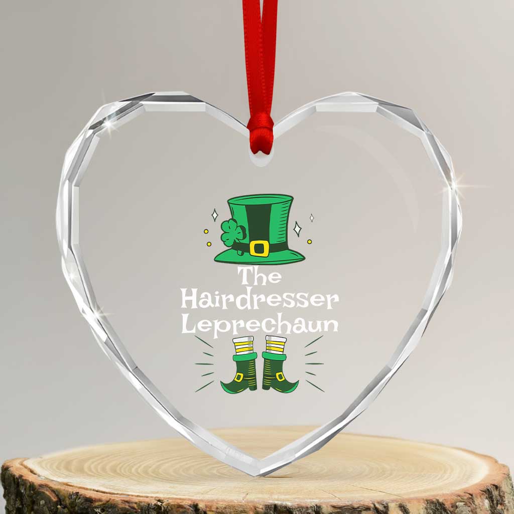 The Hairdresser Leprechaun Matching Group Heart Crystal Glass Ornament Festive St Patricks Day Squad Hairdressers - Wonder Print Shop