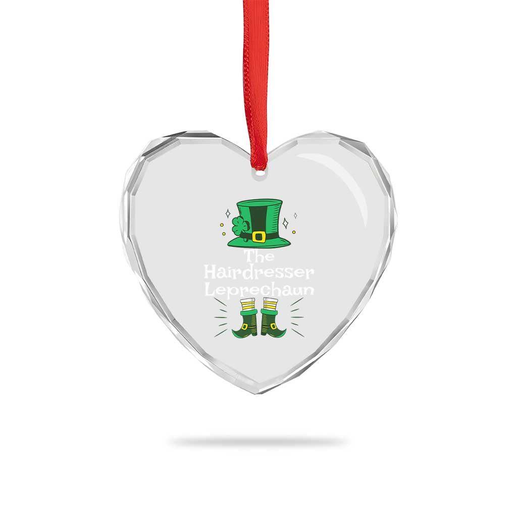 The Hairdresser Leprechaun Matching Group Heart Crystal Glass Ornament Festive St Patricks Day Squad Hairdressers - Wonder Print Shop