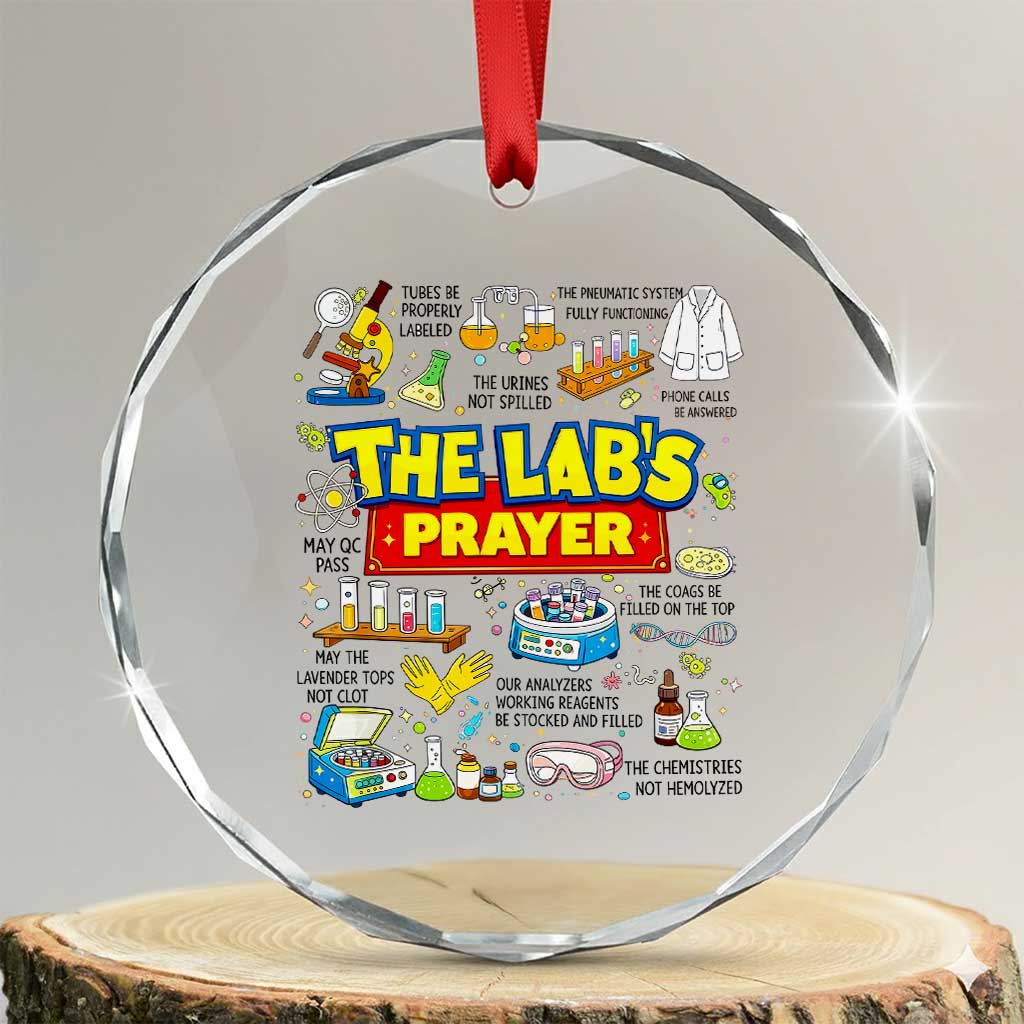 The Lab’s Prayer Funny Lab Week 2026 Crystal Glass Ornament Medical Laboratory Scientist Humor Gift for Lab Techs