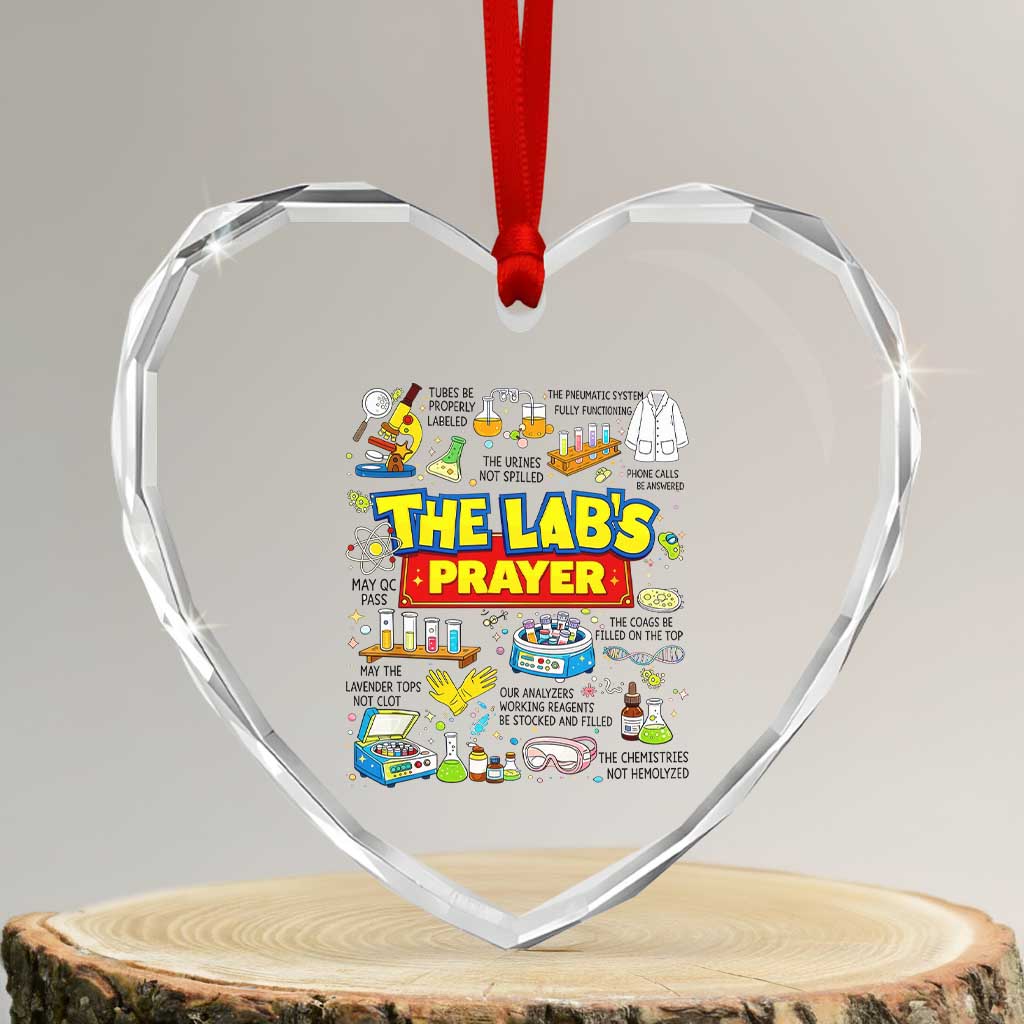 The Lab’s Prayer Funny Lab Week 2026 Heart Crystal Glass Ornament Medical Laboratory Scientist Humor Gift for Lab Techs