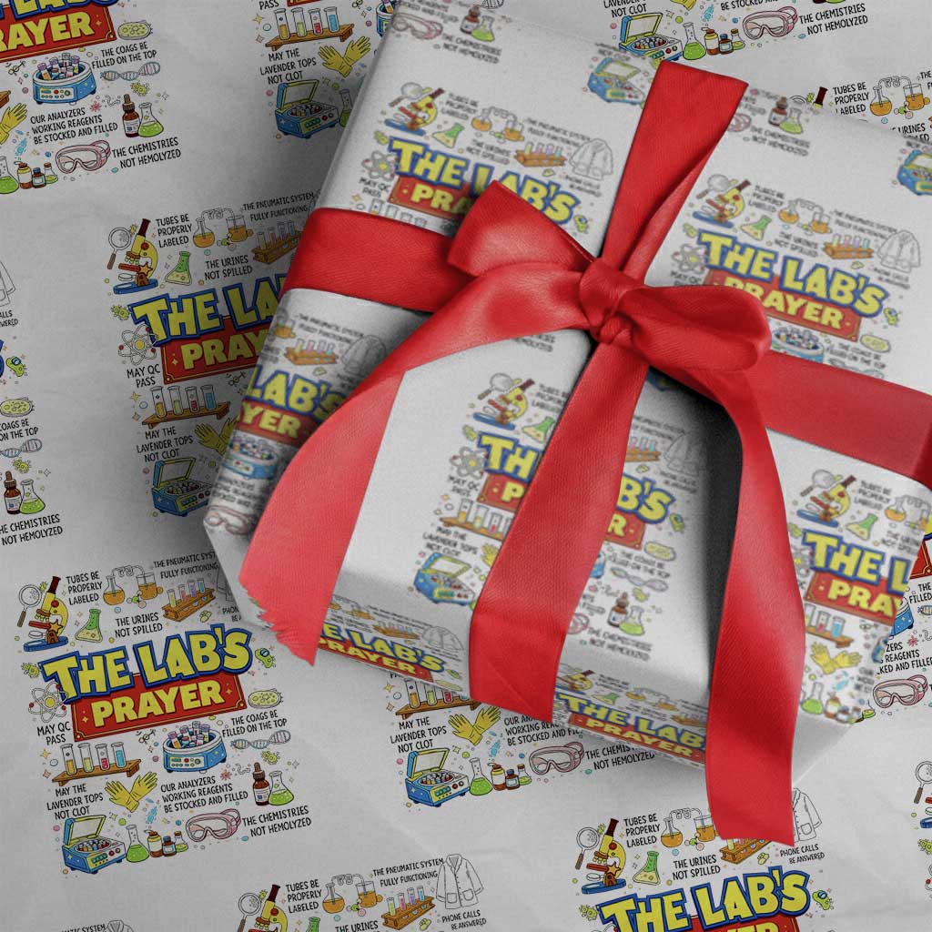 The Lab’s Prayer Funny Lab Week 2026 Wrapping Paper Roll Medical Laboratory Scientist Humor Gift for Lab Techs