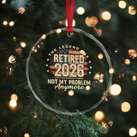The Legend Has Retired 2026 Crystal Glass Ornament Funny Retirement USA Flag