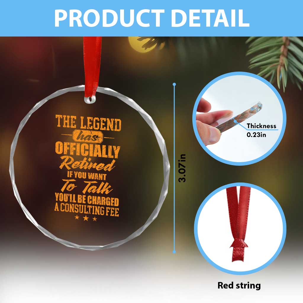 The Legend Has Retired Crystal Glass Ornament Funny Retirement Party Gag Gift