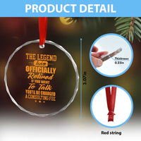 The Legend Has Retired Crystal Glass Ornament Funny Retirement Party Gag Gift