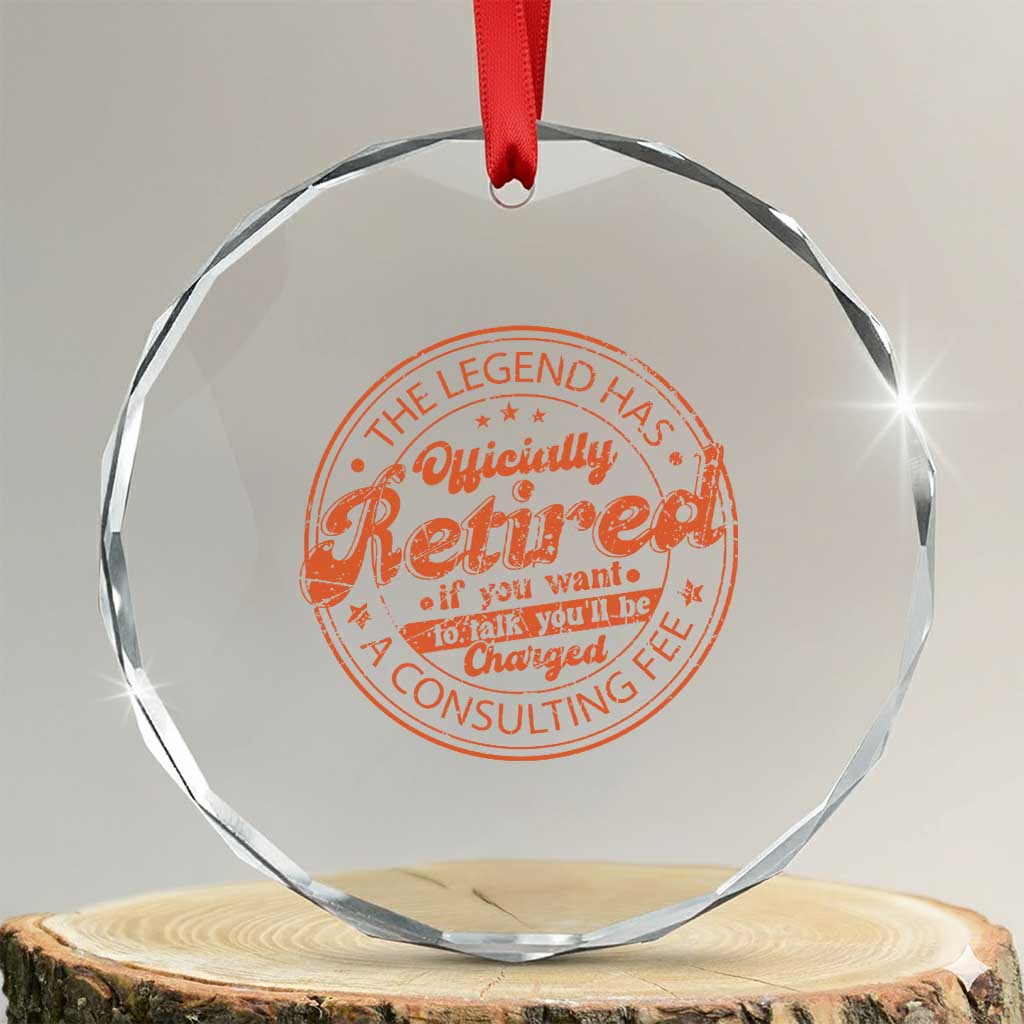 The Legend Has Retired Crystal Glass Ornament Retro Funny Retirement Gift Dad Humor