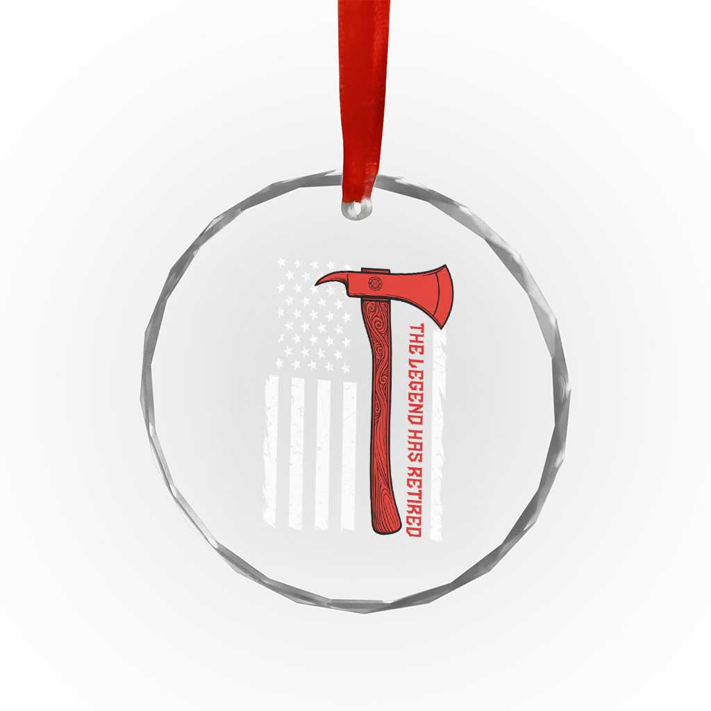 The Legend Has Retired Firefighter Crystal Glass Ornament Vintage Retirement Gifts Fireman American Flag - Wonder Print Shop