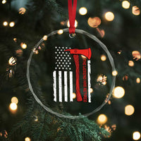 The Legend Has Retired Firefighter Crystal Glass Ornament Vintage Retirement Gifts Fireman American Flag - Wonder Print Shop