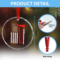 The Legend Has Retired Firefighter Crystal Glass Ornament Vintage Retirement Gifts Fireman American Flag - Wonder Print Shop