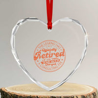 The Legend Has Retired Heart Crystal Glass Ornament Retro Funny Retirement Gift Dad Humor