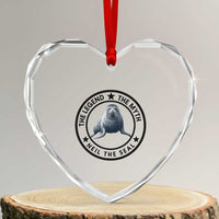 The Legend The Myth Neil The Seal Emblem Graphic Heart Crystal Glass Ornament Funny Viral Southern Elephant Seal Meme