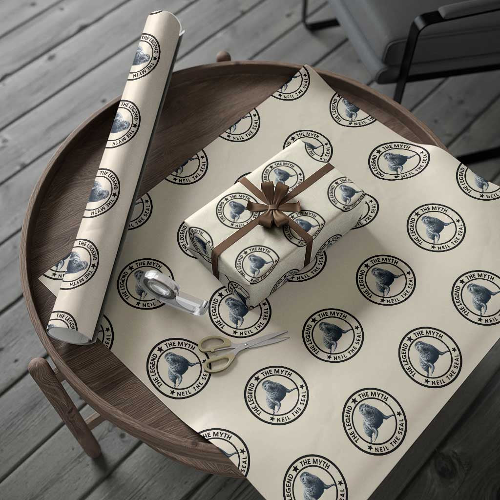 The Legend The Myth Neil The Seal Emblem Graphic Wrapping Paper Roll Funny Viral Southern Elephant Seal Meme