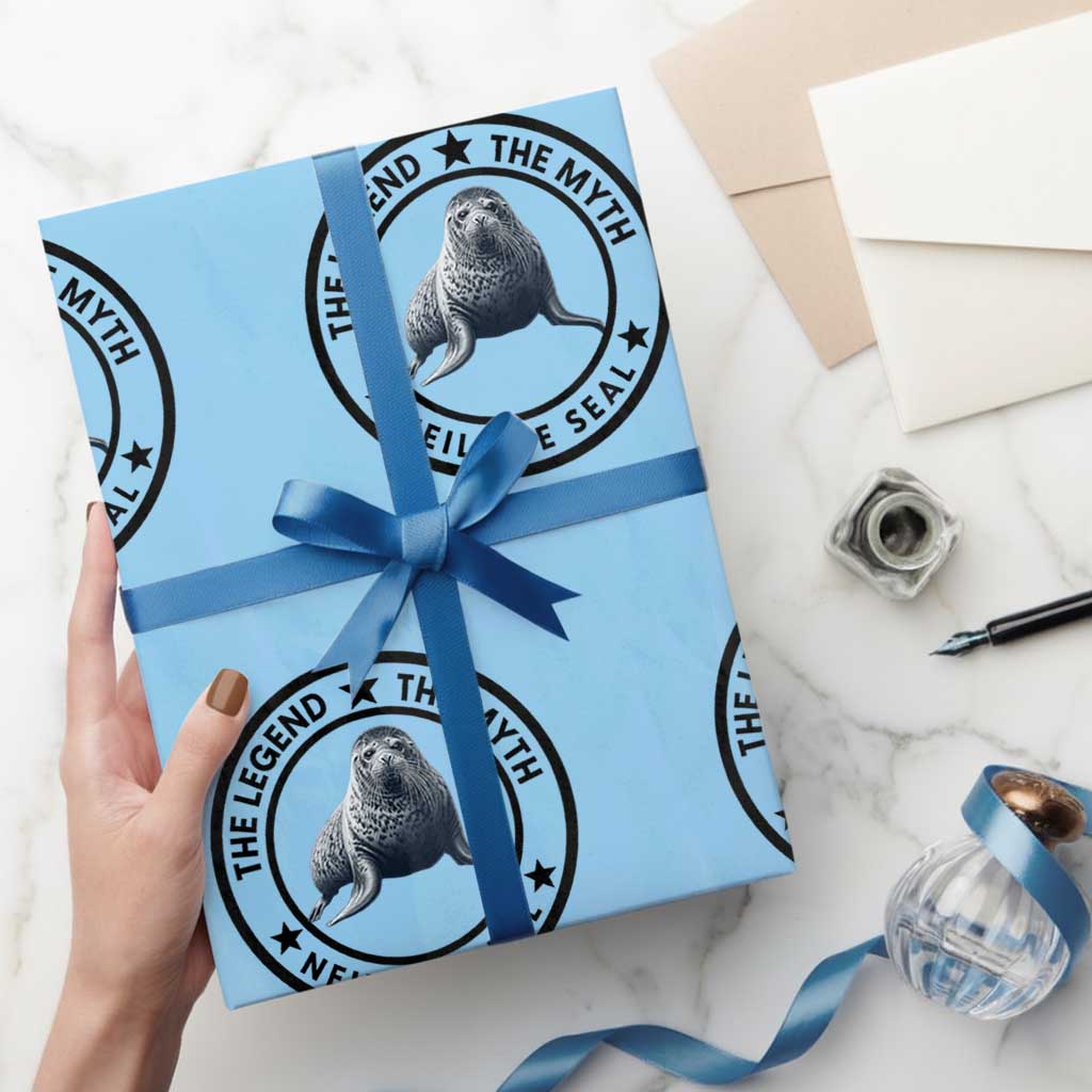 The Legend The Myth Neil The Seal Emblem Graphic Wrapping Paper Roll Funny Viral Southern Elephant Seal Meme