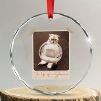 The Life Of A Showcat Crystal Glass Ornament Funny Vintage Photo Cat Era TS10