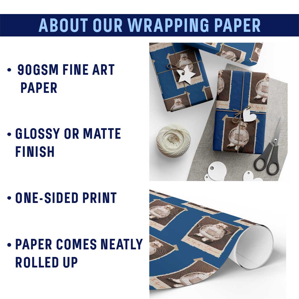 The Life Of A Showcat Wrapping Paper Roll Funny Vintage Photo Cat Era - Wonder Print Shop