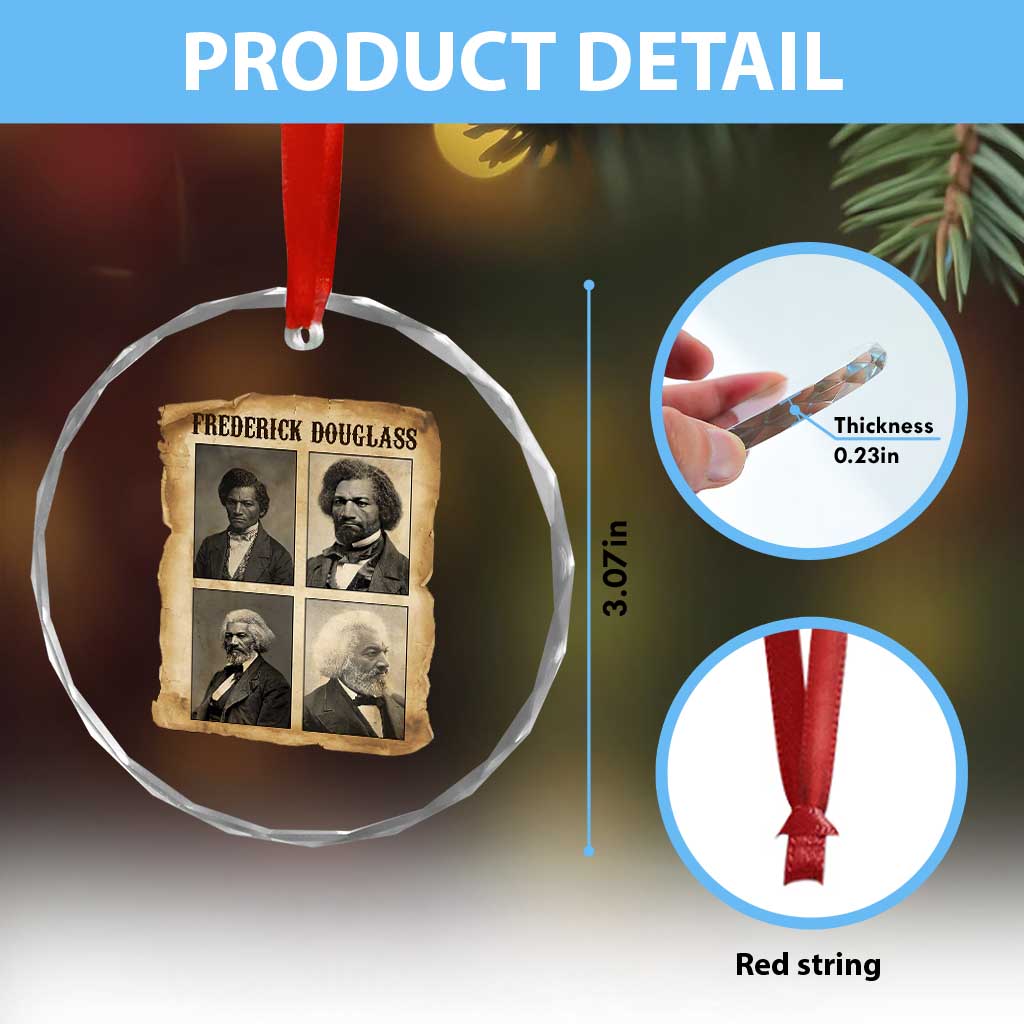 The Life Of Frederick Douglass Crystal Glass Ornament Historical Black History - Wonder Print Shop