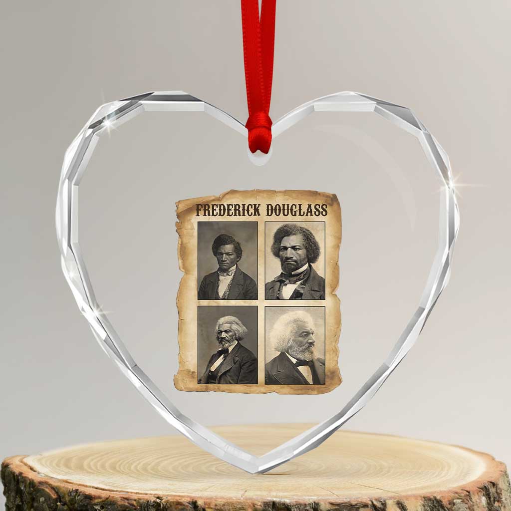 The Life Of Frederick Douglass Heart Crystal Glass Ornament Historical Black History - Wonder Print Shop