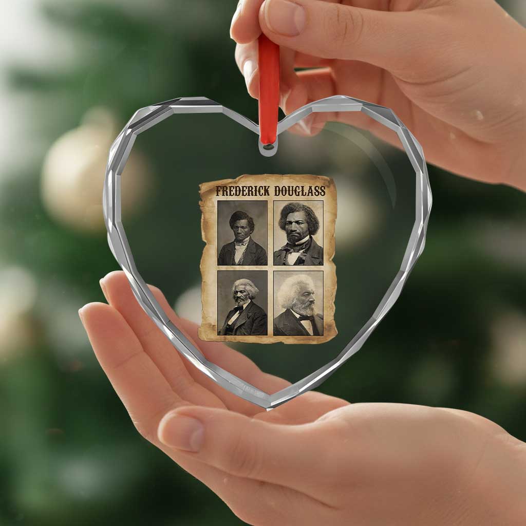 The Life Of Frederick Douglass Heart Crystal Glass Ornament Historical Black History - Wonder Print Shop