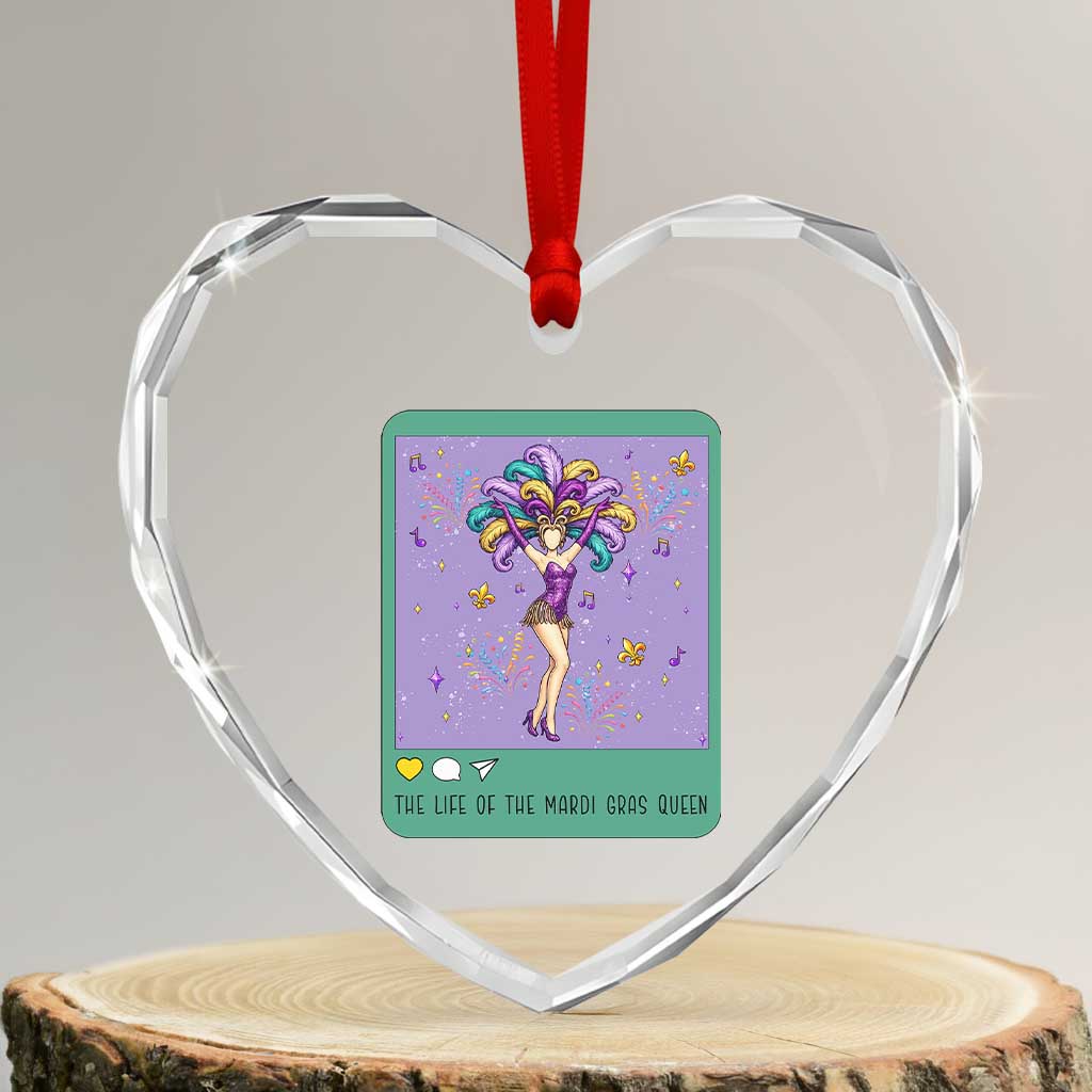 The Life Of The Mardi Gras Queen Heart Crystal Glass Ornament