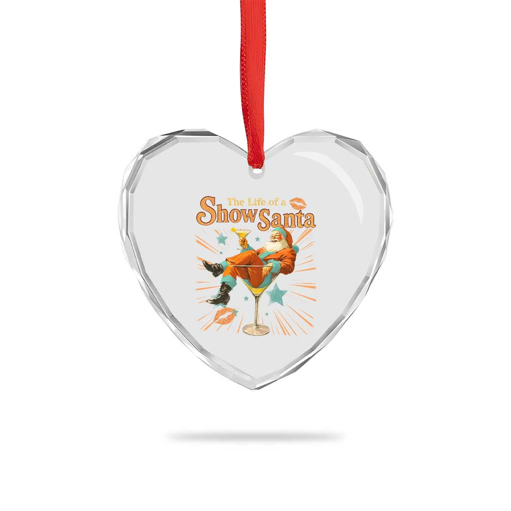 The Life Of The Show Santa Heart Crystal Glass Ornament Funny Christmas Orange Santa - Wonder Print Shop
