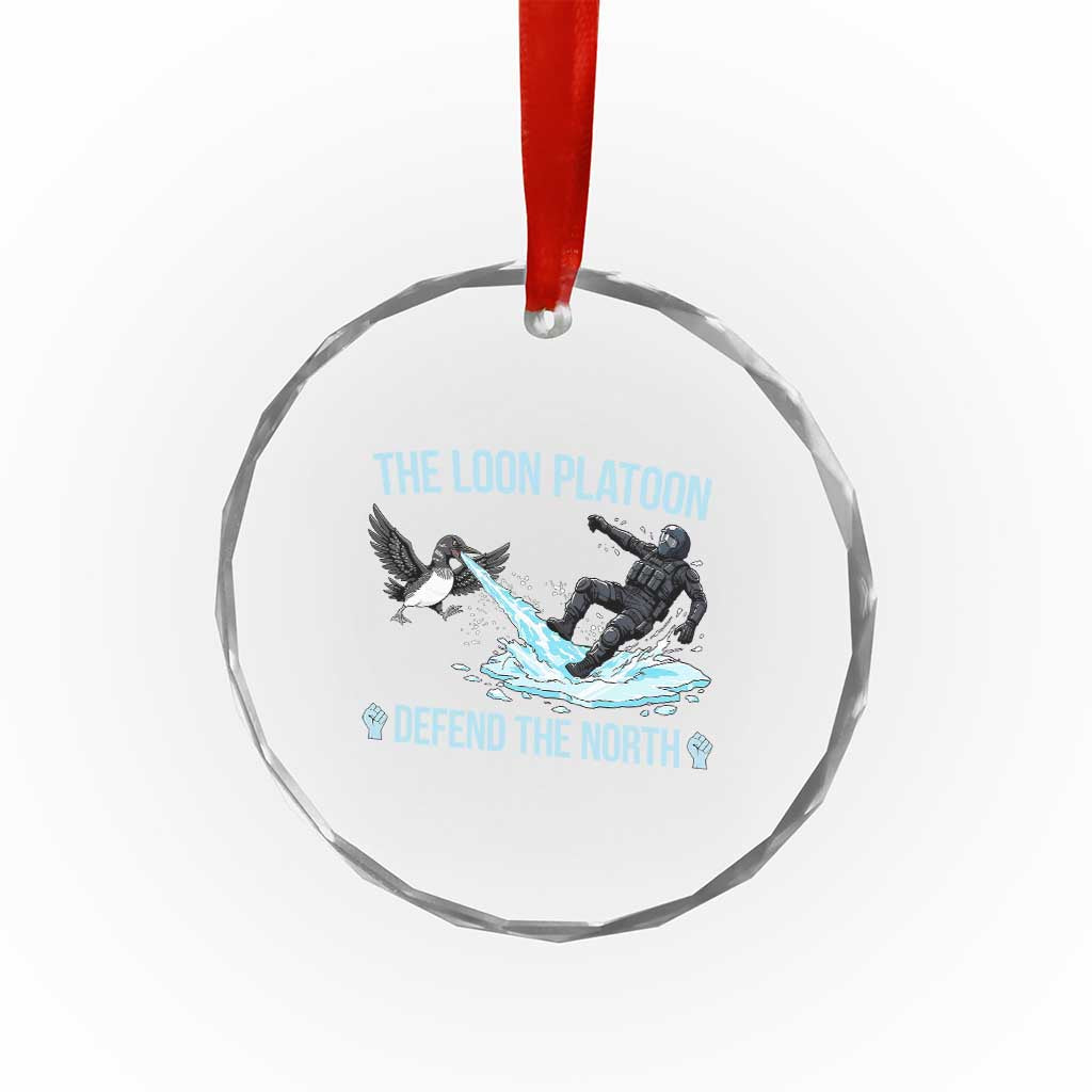 The Loon Platoon Defend The North Crystal Glass Ornament Minnesota State Bird Rebel