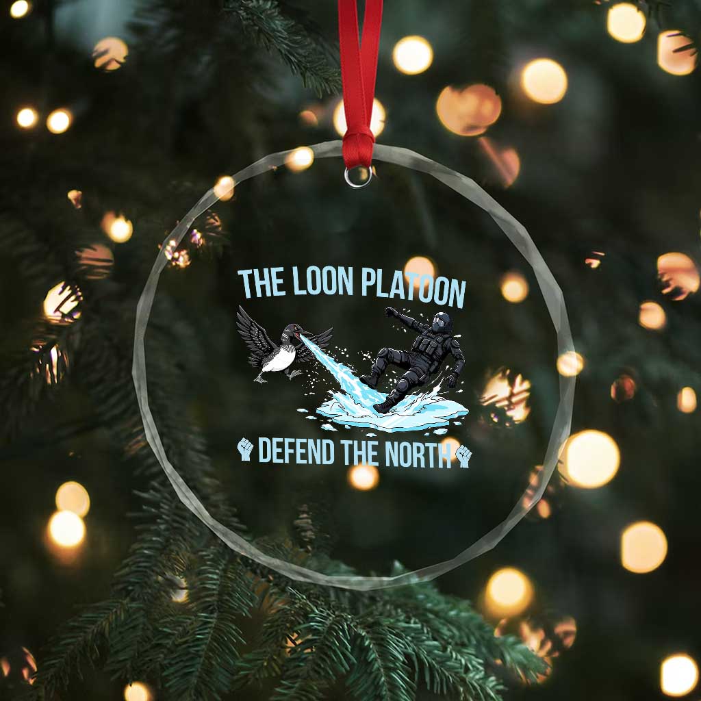 The Loon Platoon Defend The North Crystal Glass Ornament Minnesota State Bird Rebel