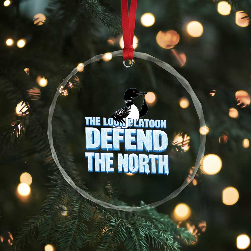 The Loon Platoon Defend The North Crystal Glass Ornament MN State Bird Loon Resistance