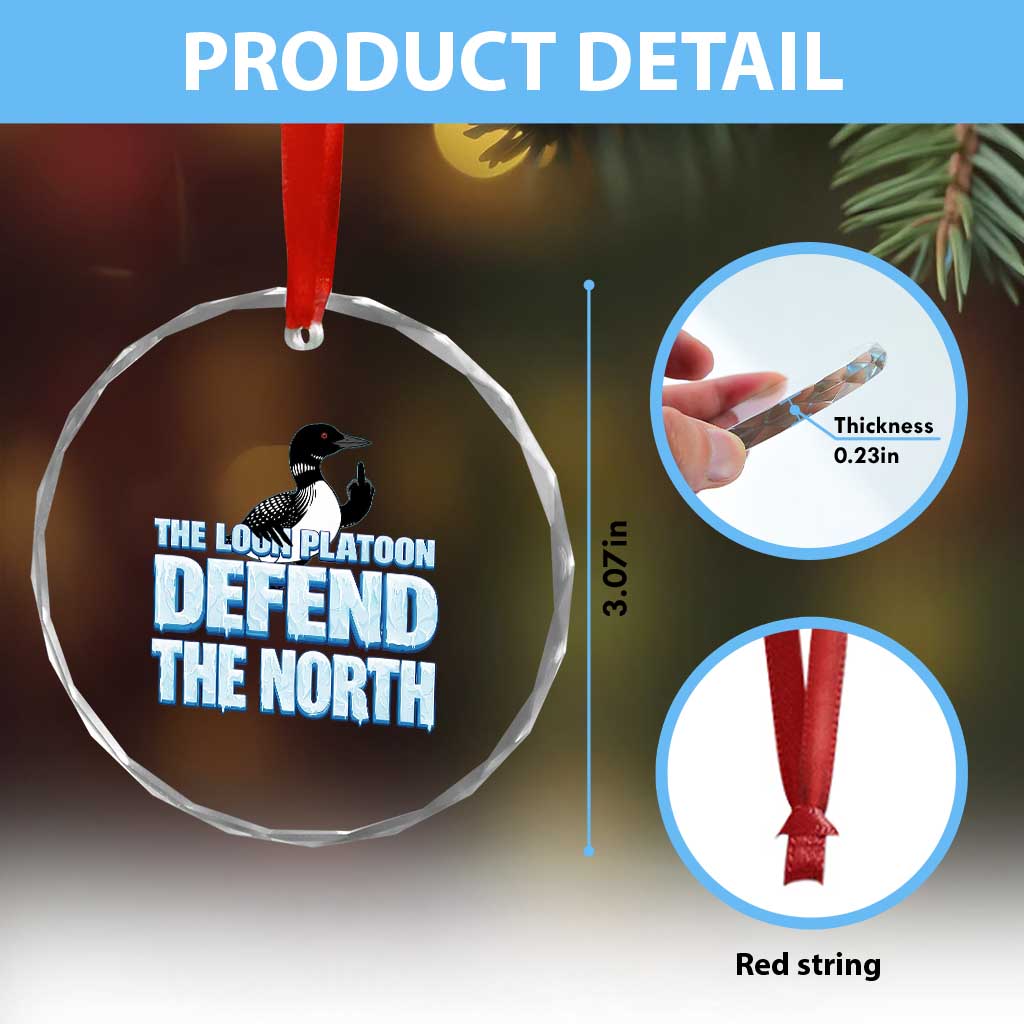 The Loon Platoon Defend The North Crystal Glass Ornament MN State Bird Loon Resistance