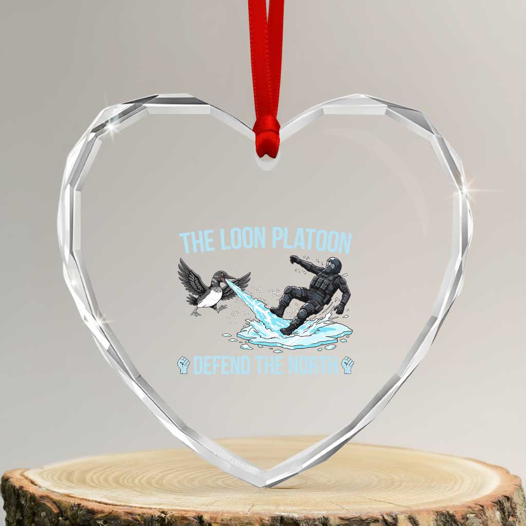 The Loon Platoon Defend The North Heart Crystal Glass Ornament Minnesota State Bird Rebel