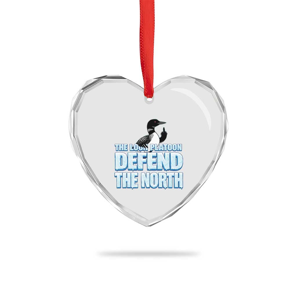 The Loon Platoon Defend The North Heart Crystal Glass Ornament MN State Bird Loon Resistance