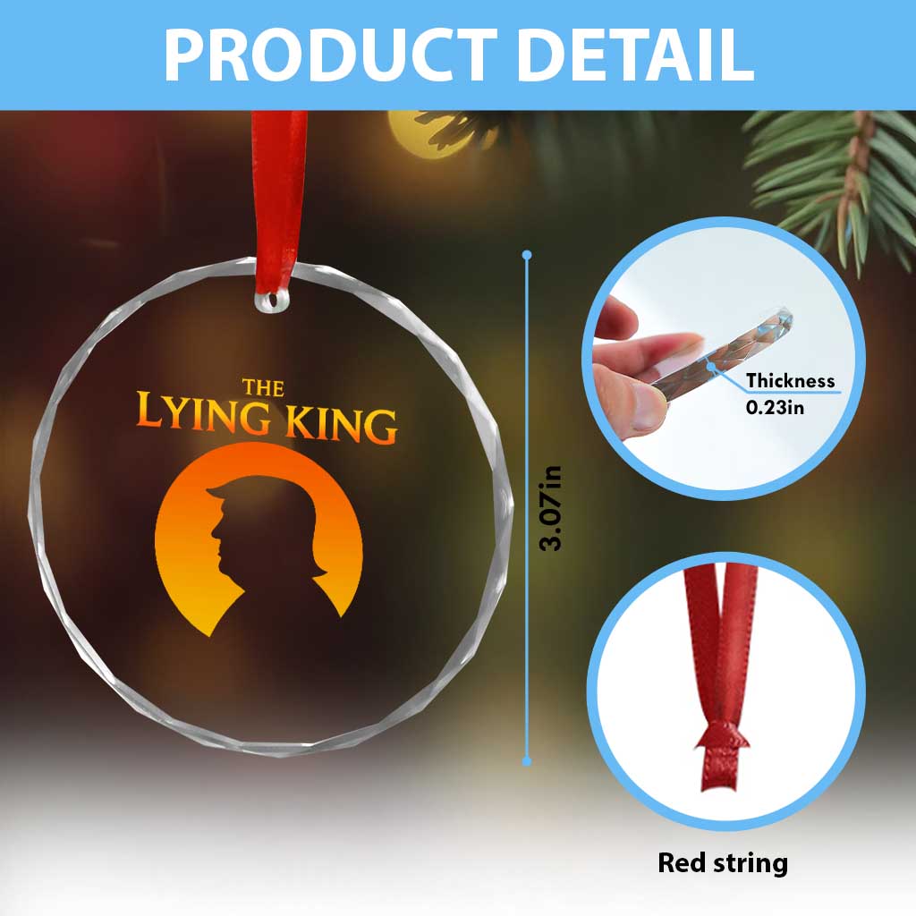 The Lying King Silhouette Sunrise Political Satire Parody Graphic Crystal Glass Ornament
