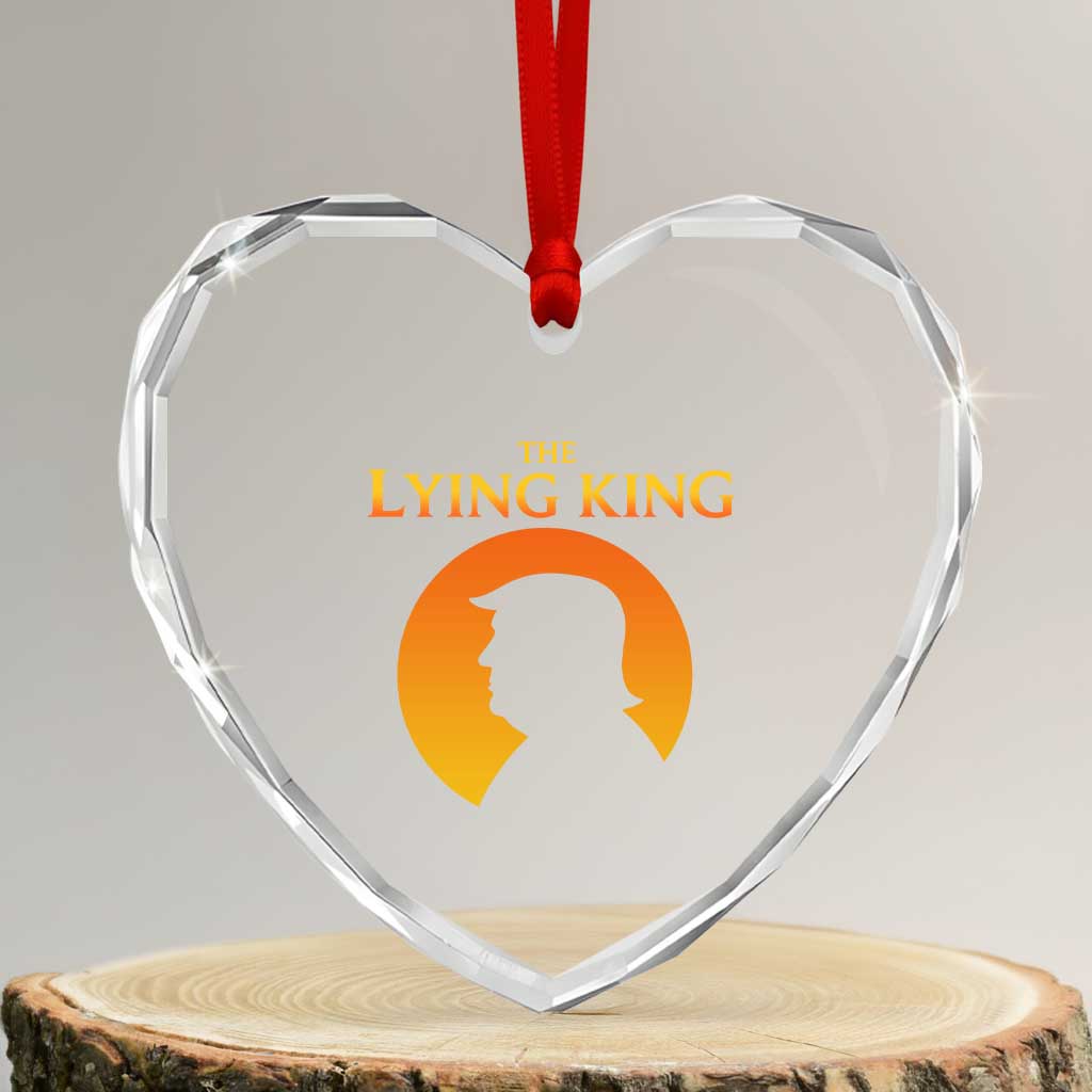 The Lying King Silhouette Sunrise Political Satire Parody Graphic Heart Crystal Glass Ornament