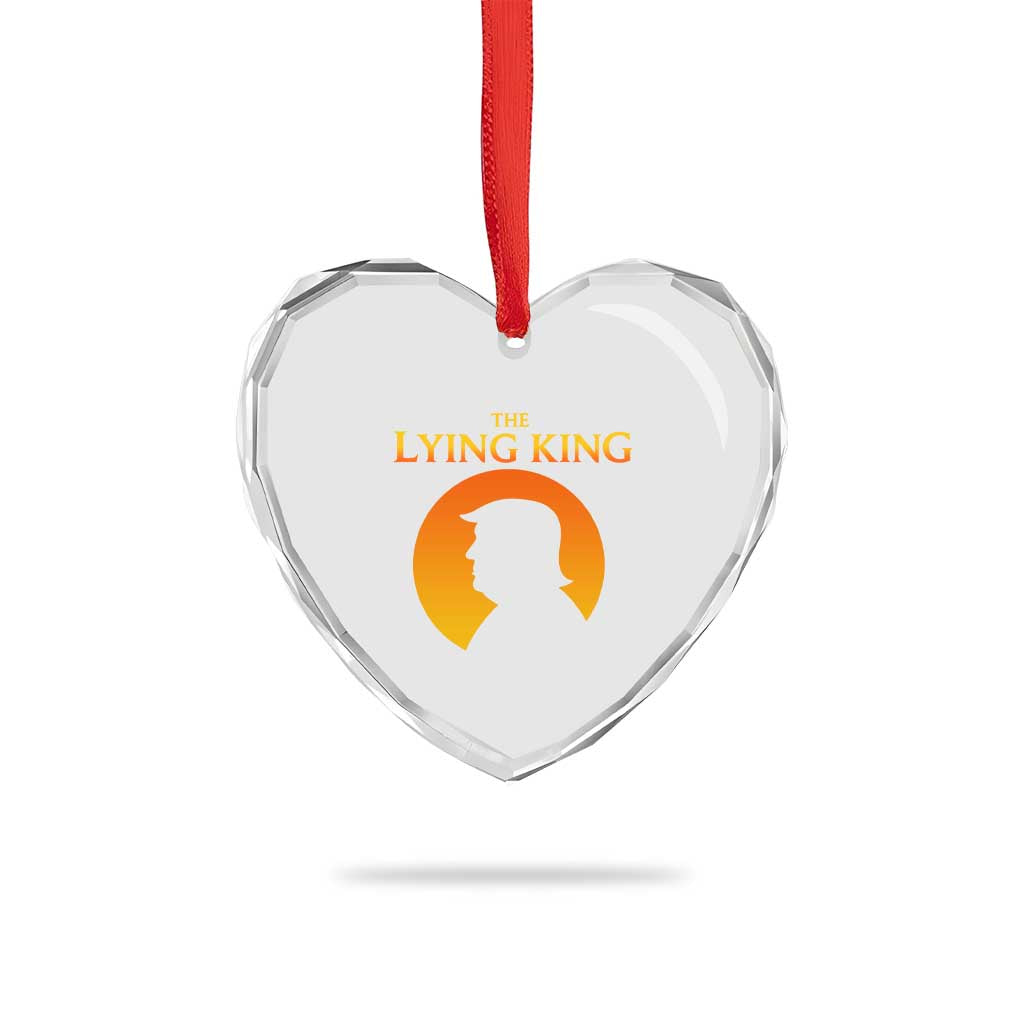The Lying King Silhouette Sunrise Political Satire Parody Graphic Heart Crystal Glass Ornament