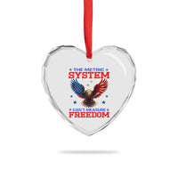 The Metric System Can't Measure Freedom Heart Crystal Glass Ornament Funny Patriotic Eagle 4th of July USA Flag - Wonder Print Shop